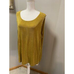 Vikki Vi Tank Top Plus Size 3X  travel Slinky Liquid Knit gold laundered